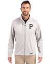 Pittsburgh Pirates Mono Cutter & Buck Evoke Softshell Recycled Full Zip Mens Jacket CONCRETE Front Thumbnail Image