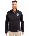 New York Yankees Mono Cutter & Buck Evoke Softshell Recycled Full Zip Mens Jacket Black Front Thumbnail Image