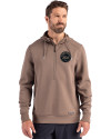 New York Mets Mono Cutter & Buck Roam Epic Versatility Half Zip Recycled Mens Hooded Pullover Mushroom Front Thumbnail Image