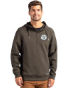 View image 13: Milwaukee Brewers Monochromatic Cutter & Buck Roam Recycled Buttery-Soft Knit Mens Half Zip Hooded Pullover Poplar Front
