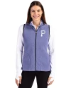 Pittsburgh Pirates Mono Cutter & Buck Cascade Eco Fleece Womens Vest Hyacinth/Navy Blue Front Thumbnail Image