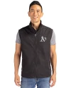Athletics Mono Cutter & Buck Charter Eco Recycled Mens Full-Zip Vest Black Front Thumbnail Image