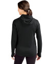 Seattle Mariners Mono Cutter & Buck Daybreak Eco Recycled Womens Half Zip Hoodie Black Back Thumbnail Image