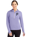 Pittsburgh Pirates Mono Cutter & Buck Daybreak Eco Recycled Womens Half Zip Hoodie Hyacinth Front Thumbnail Image