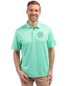 Washington Nationals Mono Cutter & Buck Forge Eco Double Stripe Stretch Recycled Mens Polo Fresh Mint/White Front Thumbnail Image