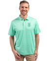 Kansas City Royals Mono Cutter & Buck Forge Eco Double Stripe Stretch Recycled Mens Polo Fresh Mint/White Front Thumbnail Image