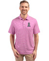 Los Angeles Angels Mono Cutter & Buck Forge Eco Double Stripe Stretch Recycled Mens Polo Gelato/White Front Thumbnail Image