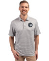 Chicago Cubs Mono Cutter & Buck Forge Eco Double Stripe Stretch Recycled Mens Polo Polished/White Front Thumbnail Image