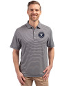 Houston Astro Mono Cutter & Buck Forge Eco Double Stripe Stretch Recycled Mens Polo Navy Blue/White Front Thumbnail Image