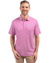 New York Jets Mono Cutter & Buck Forge Eco Double Stripe Stretch Recycled Mens Polo Gelato/White Front Thumbnail Image