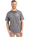 San Diego Padres Mono Cutter & Buck Forge Eco Heather Stripe Stretch Recycled Mens Polo Black Heather Front Thumbnail Image