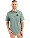 New York Jets NFL Helmet Cutter & Buck Forge Eco Heather Stripe Stretch Recycled Mens Polo Hunter Heather Front Thumbnail Image