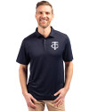 Minnesota Twins Mono Cutter & Buck Forge Eco Stretch Recycled Mens Polo Navy Blue Front Thumbnail Image