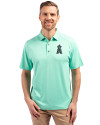 Los Angeles Angels Mono Cutter & Buck Forge Eco Stretch Recycled Mens Polo Fresh Mint Heather Front Thumbnail Image