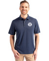 Milwaukee Brewers Mono Cutter & Buck Forge Eco Stretch Recycled Mens Polo Dark Navy Blue Heather Front Thumbnail Image