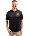 New York Mets Mono Cutter & Buck Forge Eco Stretch Recycled Mens Polo Black Front Thumbnail Image