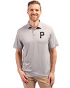 Pittsburgh Pirates Mono Cutter & Buck Forge Eco Stretch Recycled Mens Polo Polished Medium Gray Front Thumbnail Image