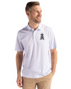 Los Angeles Angels Mono Cutter & Buck Pike Eco Pebble Print Stretch Recycled Mens Polo White Front Thumbnail Image