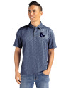 Boston Red Sox Mono Cutter & Buck Pike Eco Pebble Print Stretch Recycled Mens Polo Navy Blue/White Front Thumbnail Image