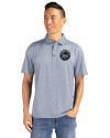 New York Mets Mono Cutter & Buck Pike Eco Pebble Print Stretch Recycled Mens Polo Polished/White Front Thumbnail Image