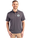 Milwaukee Brewers Mono Cutter & Buck Pike Eco Symmetry Print Stretch Recycled Mens Big & Tall Polo Black/White Front Thumbnail Image