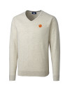 View image 6: Clemson Tigers Cutter & Buck Lakemont Tri-Blend Mens V-Neck Pullover Sweater Oatmeal Heather Mannequin