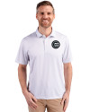 Chicago Cubs Mono Cutter & Buck Pike Eco Symmetry Print Stretch Recycled Mens Polo White/Polished Front Thumbnail Image