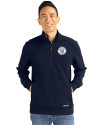 Milwaukee Brewers Mono Cutter & Buck Roam Epic Versatility Recycled Quarter Zip Mens Pullover Navy Blue Front Thumbnail Image