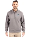 New York Yankees Mono Cutter & Buck Roam Epic Versatility Recycled Quarter Zip Mens Pullover Elemental Grey Front Thumbnail Image