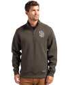 San Diego Padres Mono Cutter & Buck Roam Epic Versatility Recycled Quarter Zip Mens Pullover Poplar Front Thumbnail Image