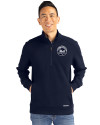 New York Mets Mono Cutter & Buck Roam Epic Versatility Recycled Quarter Zip Mens Pullover Navy Blue Front Thumbnail Image
