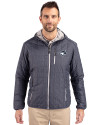 Toronto Blue Jays Mono Cutter & Buck Rainier Primaloft Eco Mens Full Zip Hooded Jacket Anthracite Melange Front Thumbnail Image