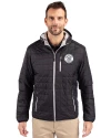 Milwaukee Brewers Mono Cutter & Buck Rainier Primaloft Eco Mens Full Zip Hooded Jacket Black Front Thumbnail Image