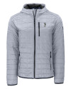 South Florida Bulls Swinging Rocky Cutter & Buck Rainier Primaloft Eco Mens Full Zip Hooded Jacket Polished Medium Gray Mannequin Thumbnail Image