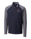 View image 1: Ole Miss Rebels Cutter & Buck Response Lightweight Hybrid Quarter Zip Mens Pullover Windbreaker Liberty Navy Mannequin