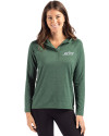 New York Jets Cutter & Buck Coastline Epic Comfort Recycled Womens Hooded Shirt Hunter Green Front Thumbnail Image