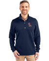 Ole Miss Rebels Cutter & Buck Traverse Stretch Eco Quarter Zip Mens Pullover Liberty Navy Front Thumbnail Image
