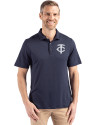 Minnesota Twins Mono Cutter & Buck Coastline Epic Comfort Recycled Mens Polo Navy Blue Front Thumbnail Image