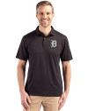 Detroit Tigers Mono Cutter & Buck Coastline Epic Comfort Recycled Mens Polo Black Front Thumbnail Image