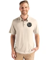 View image 19: New York Mets Monochromatic Cutter & Buck Coastline Recycled Double Peached Mens Polo Wheat Front