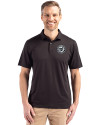 Washington Nationals Mono Cutter & Buck Coastline Epic Comfort Recycled Mens Polo Black Front Thumbnail Image