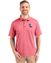 Ole Miss Rebels Cutter & Buck Forge Heathered Stretch Mens Polo Cardinal Red Heather Front Thumbnail Image