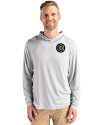 Chicago Cubs Mono Cutter & Buck Coastline Epic Comfort Recycled Mens Hooded Shirt CONCRETE Front Thumbnail Image