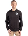 Milwaukee Brewers Mono Cutter & Buck Coastline Epic Comfort Recycled Mens Hooded Shirt Black Front Thumbnail Image