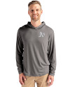 Athletics Mono Cutter & Buck Coastline Epic Comfort Recycled Mens Hooded Shirt Elemental Grey Front Thumbnail Image