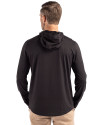 Los Angeles Angels Mono Cutter & Buck Coastline Epic Comfort Recycled Mens Hooded Shirt Black Back Thumbnail Image