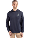 Los Angeles Angels Mono Cutter & Buck Coastline Epic Comfort Recycled Mens Hooded Shirt Navy Blue Front Thumbnail Image