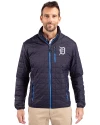 Detroit Tigers Mono Cutter & Buck Rainier PrimaLoft®  Mens Big and Tall Eco Insulated Puffer Jacket Dark Navy/Silver Front Thumbnail Image