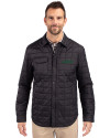 New York Jets Cutter & Buck Rainier PrimaLoft® Mens Eco Insulated Quilted Shirt Jacket Black Front Thumbnail Image