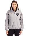 Chicago Cubs Mono Cutter & Buck Charter Eco Recycled Womens Full-Zip Jacket Polished Medium Gray Front Thumbnail Image